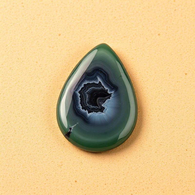 Green Aqeeq Teardrop — Two Tone — natural Green & Grey green aqeeq stone