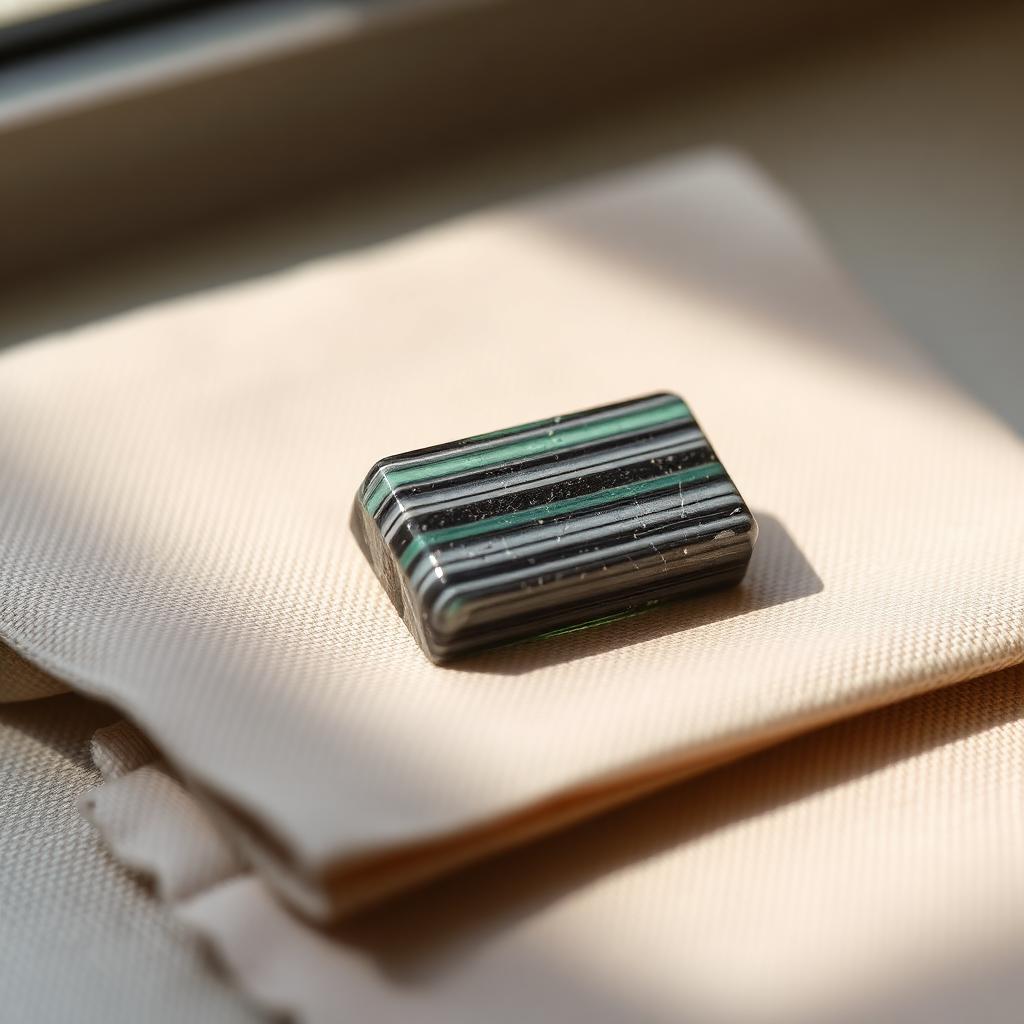 Sulemani Aqeeq Emerald Cut — natural Black & White sulemani aqeeq stone