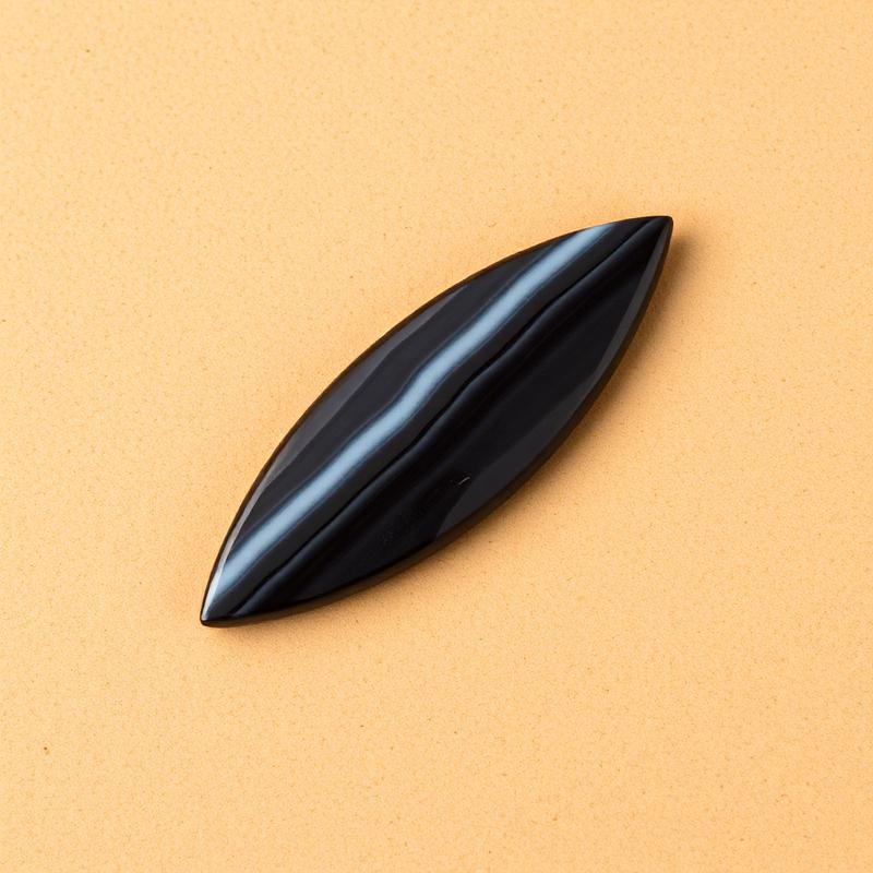 Sulemani Aqeeq Marquise — Shadow Line — natural Charcoal & Ivory sulemani aqeeq stone