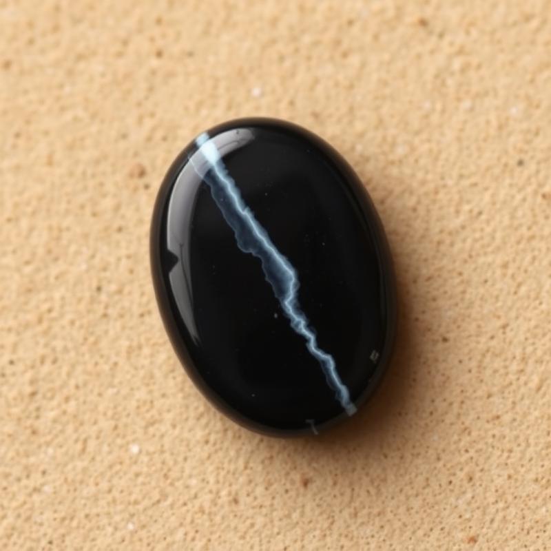 Sulemani Aqeeq Oval — Milk Vein — natural Black & Milk sulemani aqeeq stone